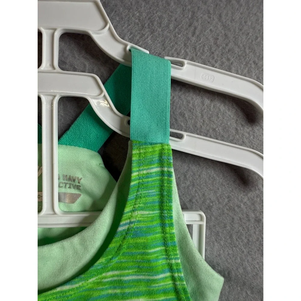 Old Navy Active Girls XS Green Striped Tank Top Athletic Layering Go-Dry - Picture 2 of 10